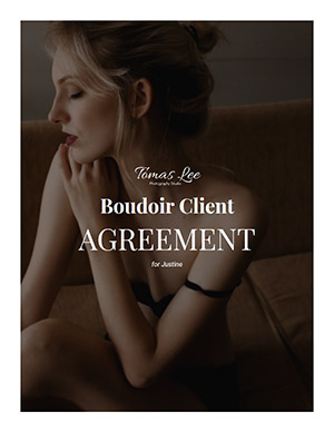Boudoir photography contract cover page