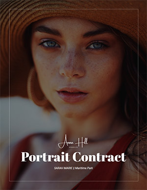 Portrait photography contract cover page