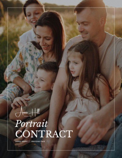 Portrait photography contract cover page