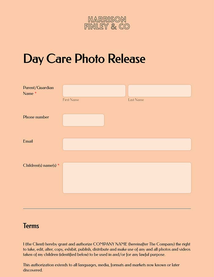 Daycare photo release form 3