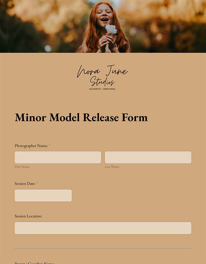 Minor Model Photo Release (Free Template)