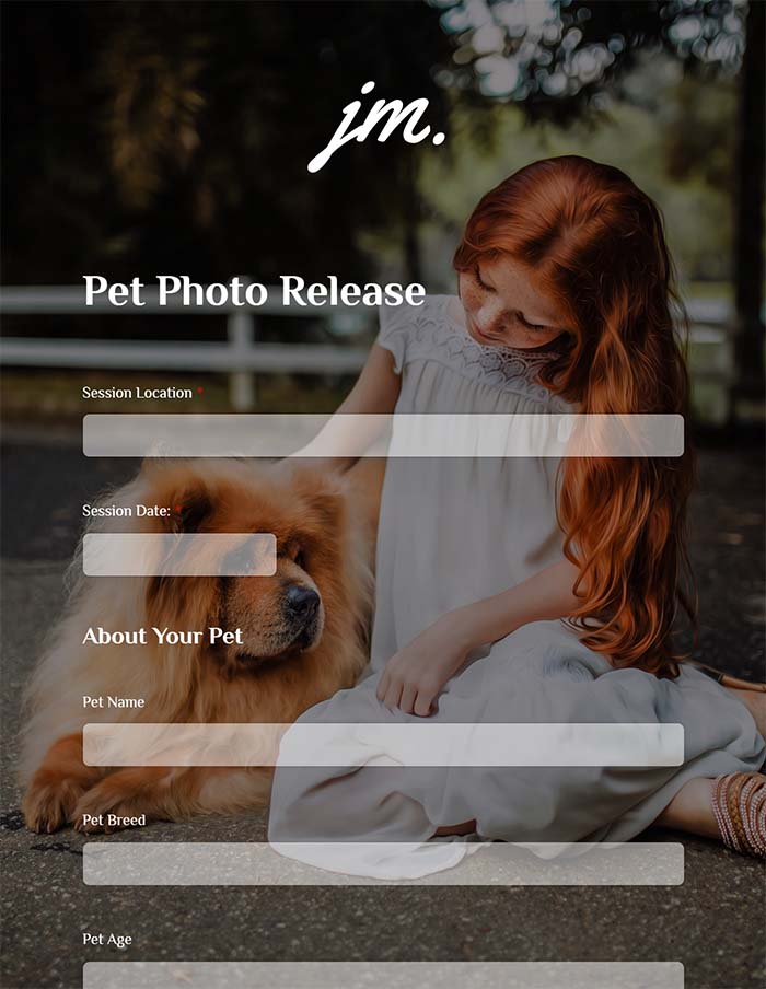 Pet photo release form 1