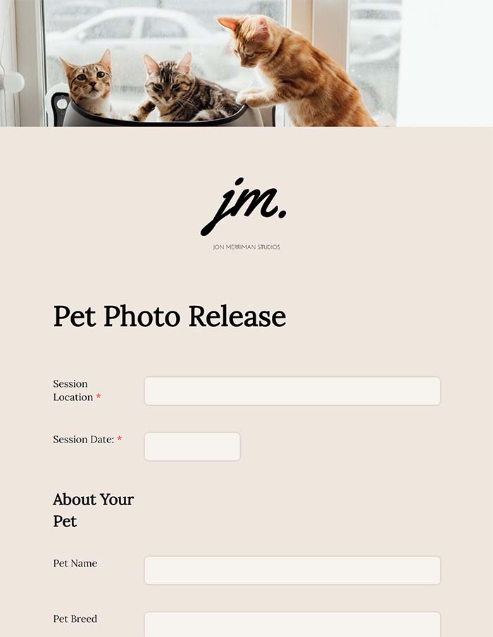 Pet photo release form 2