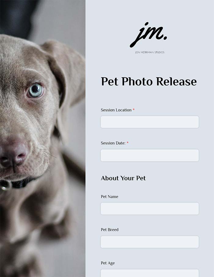 Pet photo release form 3