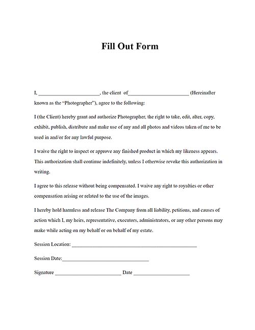 Photo release form