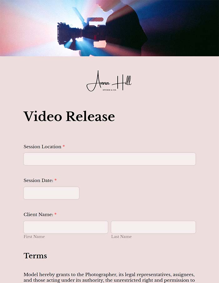 Video release form 2