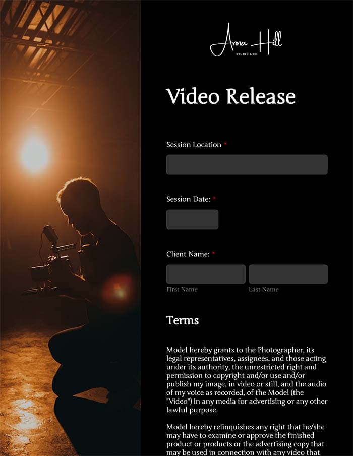 Video release form 3
